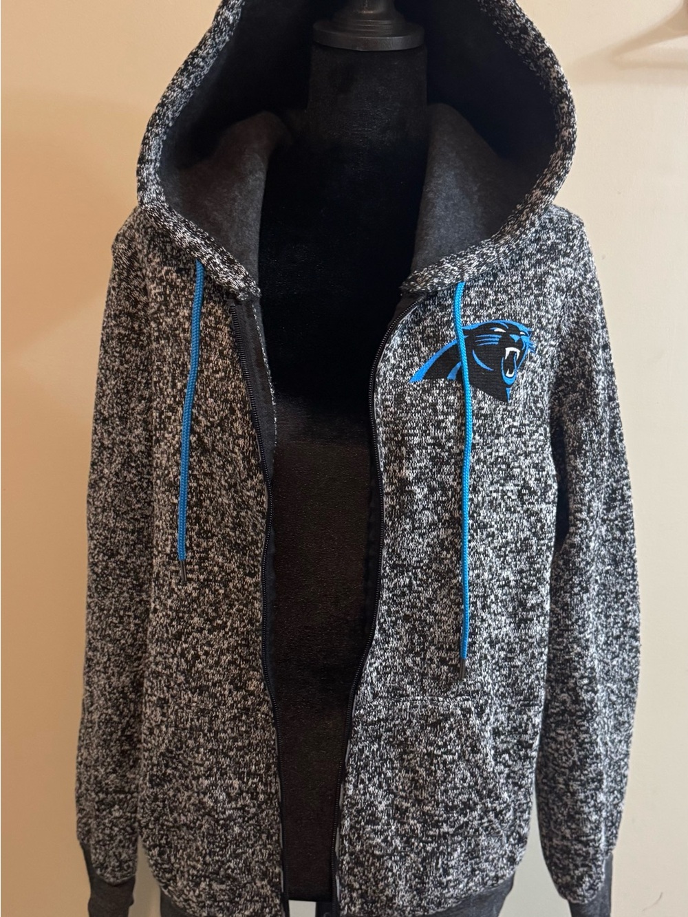Rue21 Gray Hooded Zip Jacket with Blue Accents